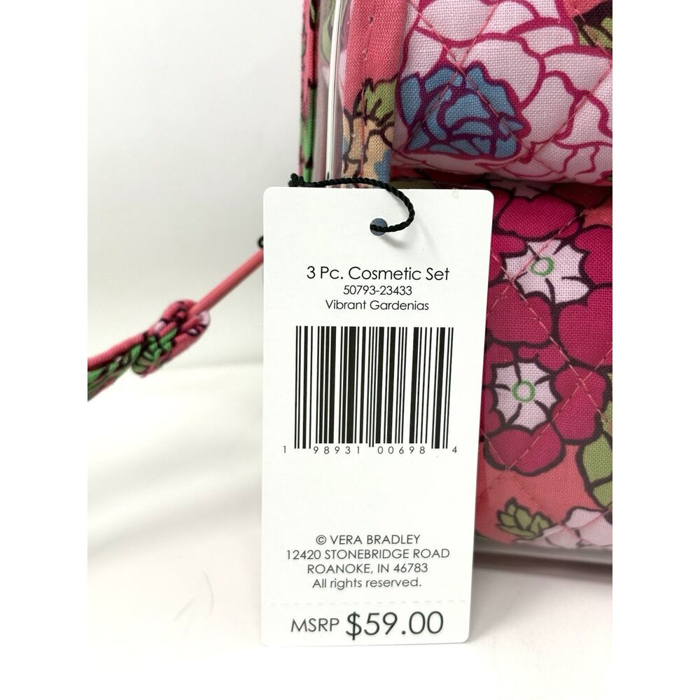 Vera Bradley Vibrant Gardenias Makeup Cosmetic Bag Pouch Set 3 Pcs Floral EXACT - Picture 9 of 13